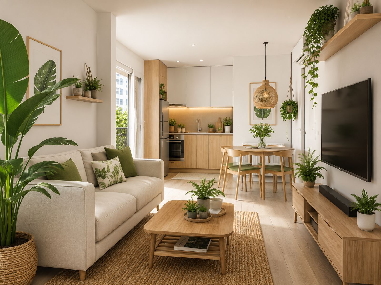 Nội thất căn hộ chung cư mini hiện đại bố trí cây cảnh xanh hợp lý
