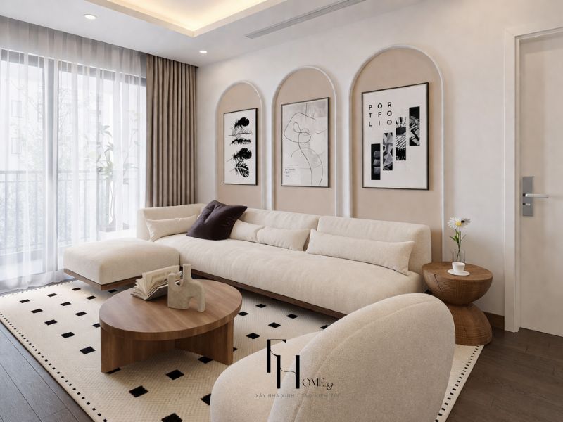 Thiết kế nội thất căn hộ chung cư nhỏ 60m2 phong cách Wabi Sabi mộc mạc