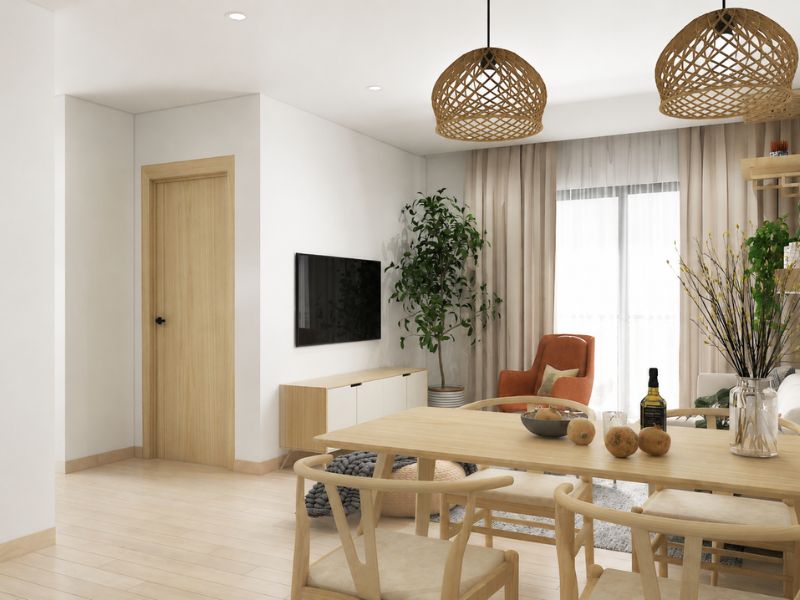 thiết kế nội thất sinh hoạt chung cư 45m2 phong cách Scandinavian