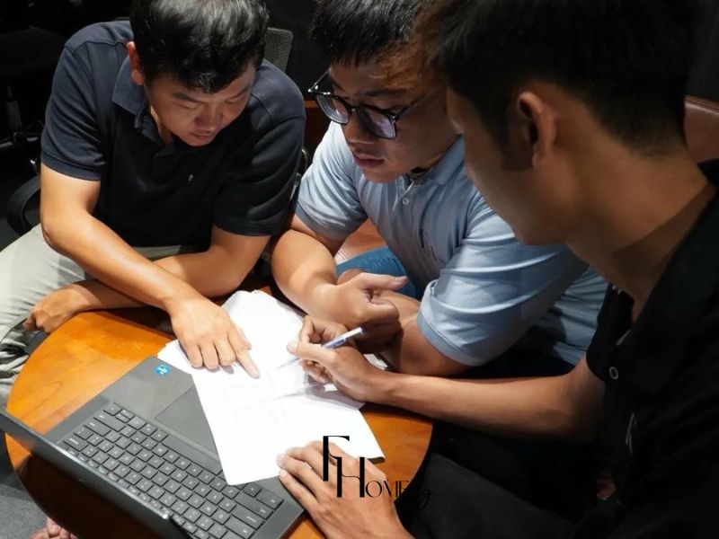 Đội ngũ KTS FHome Sài Gòn tư vấn và lên bản vẽ thiết kế nội thất chung cư 70m2 cho khách hàng – FHome Sài Gòn