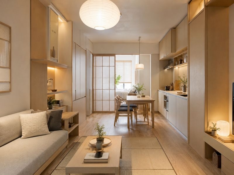 Mẫu thiết kế nội thất chung cư phong cách Nhật Bản 40m²