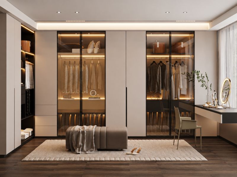 mẫu thiết kế nội thất chung cư 140m2 phòng ngủ nhỏ tối ưu không gian lưu trữ 
