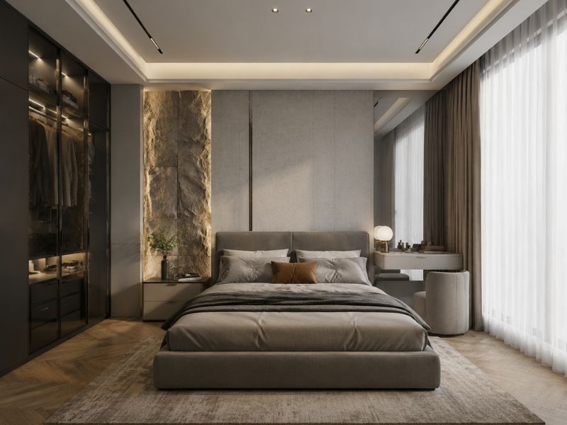 mẫu thiết kế nội thất chung cư 45m2 phòng ngủ hiện đại sang trọng 