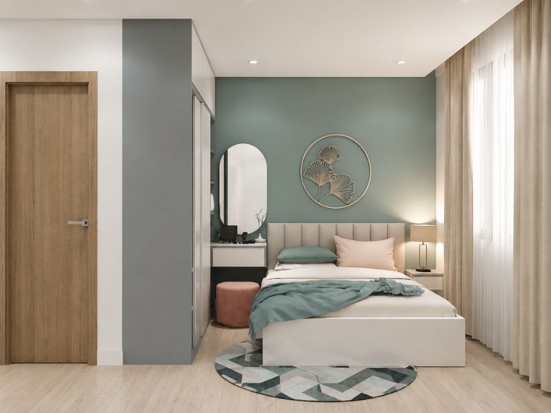 mẫu thiết kế nội thất chung cư 60m2 phòng ngủ master hiện đại 
