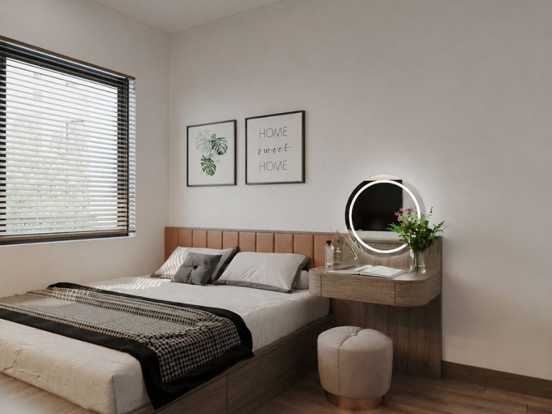 mẫu thiết kế nội thất phòng ngủ chính chung cư 85m2 tinh tế hiện đại