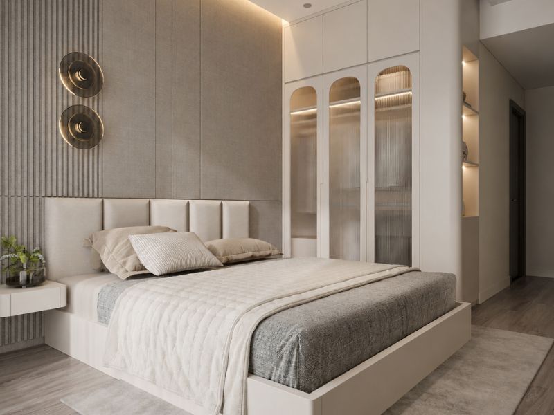 mẫu thiết kế nội thất phòng ngủ chung cư 80m2 đẹp, hiện đại