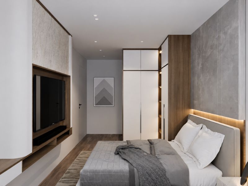 mẫu thiết kế nội thất phòng ngủ phụ chung cư 75m2 hiện đại