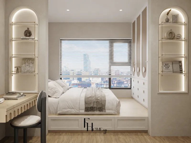 Nội thất phòng ngủ phong cách Wabi Sabi tại Vinhomes Grand Park