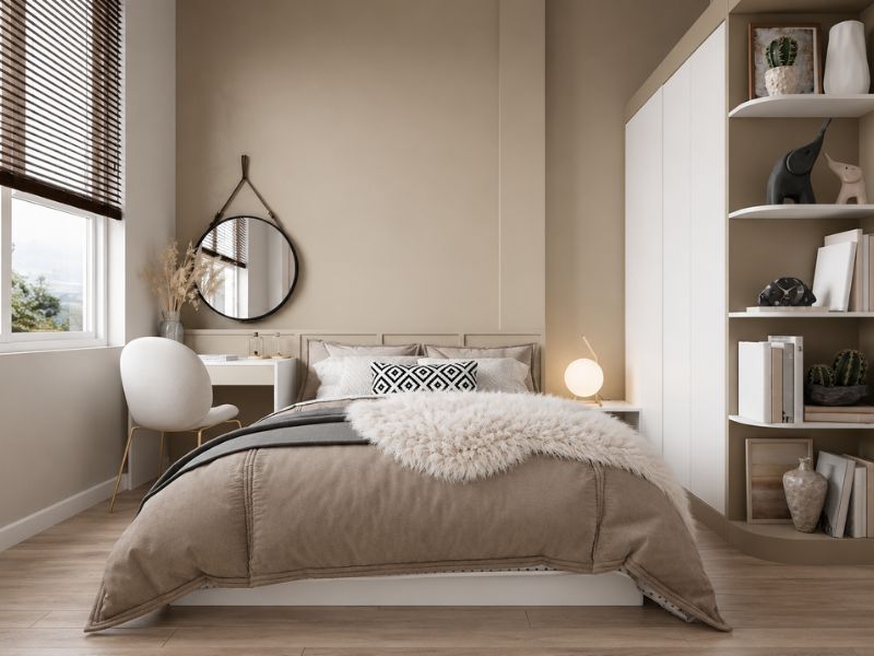 thiết kế nội thất căn hộ 65m2 đẹp phòng ngủ master ấm áp và tinh tế