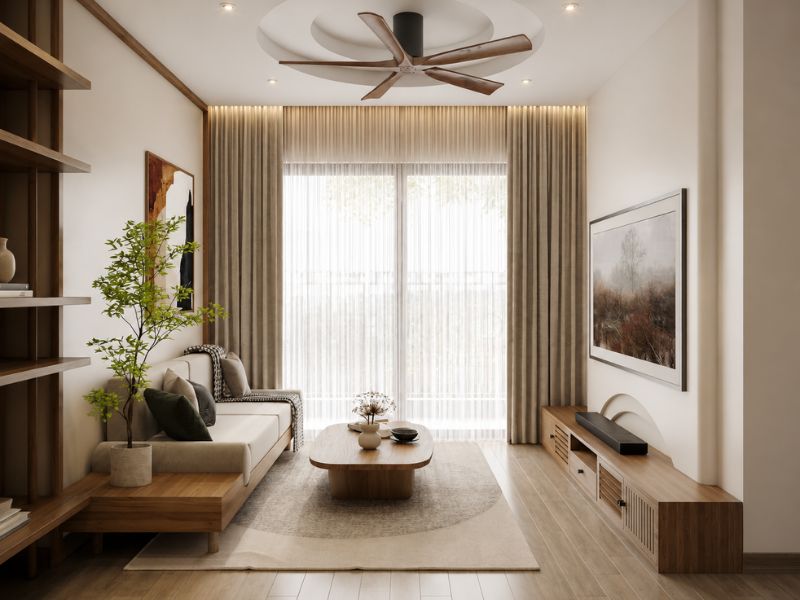 thiết kế nội thất chung cư 100m2 phòng khách hiện đại sang trọng