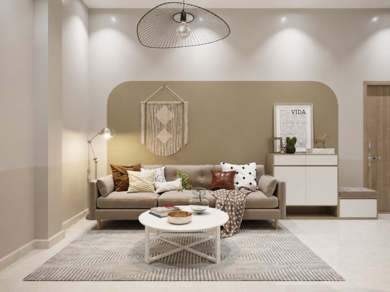 thiết kế nội thất chung cư đẹp phòng khách 65m2 phong cách hiện đại