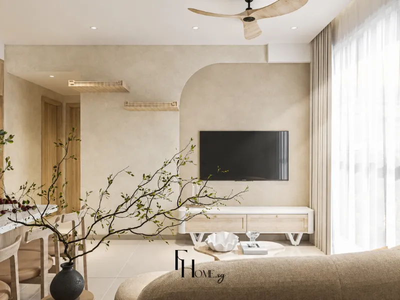 Thiết kế nội thất phòng khách phong cách Wabi Sabi cho căn hộ Alto City