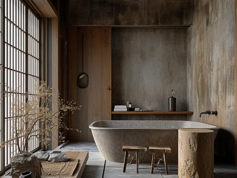 Thiết kế nội thất phong cách Wabi Sabi cho phòng tắm