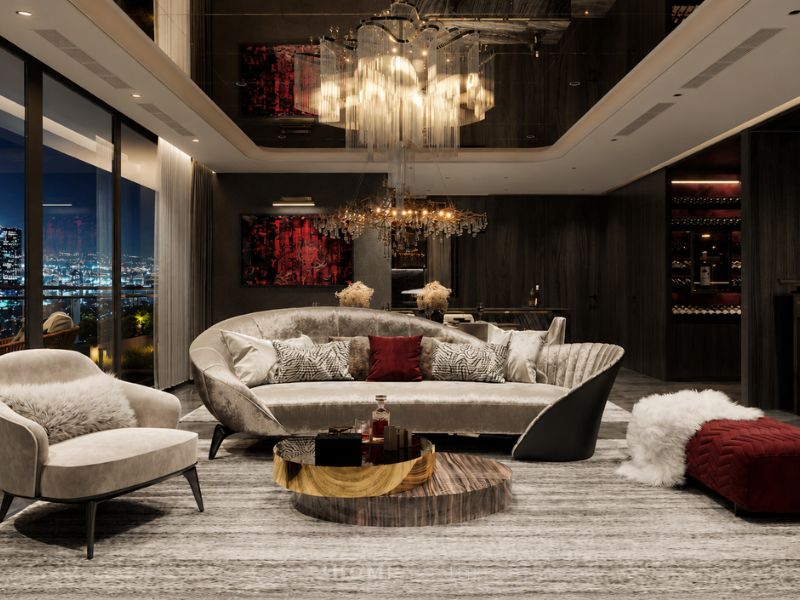 thiết kế nội thất phòng khách chung cư phong cách Luxury sang trọng 