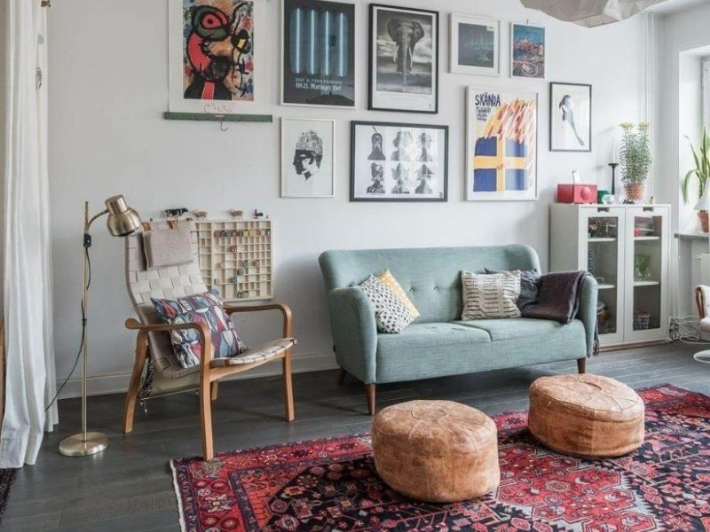 thiết kế nội thất phòng khách chung cư phong cách vintage hoài cổ