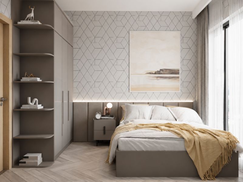 thiết kế nội thất phòng ngủ phụ căn hộ chung cư 90m2