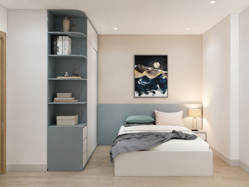 thiết kế nội thất chung cư 60m2 2 phòng ngủ phòng ngủ phụ tiện nghi 