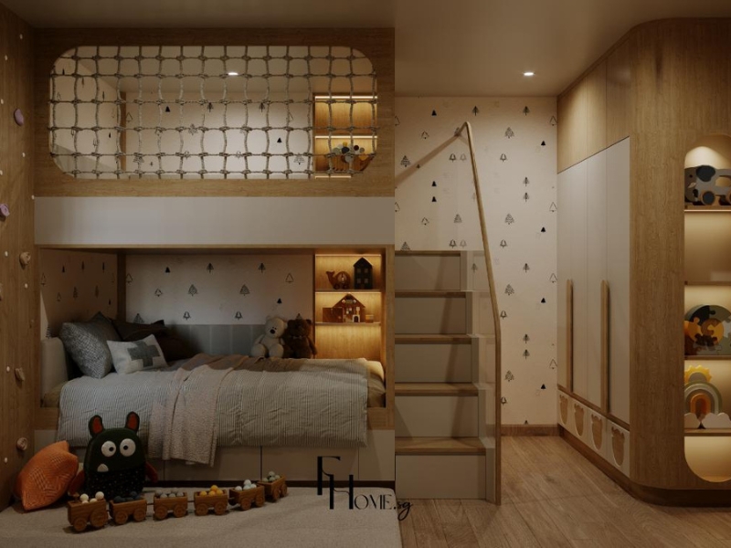 Phòng ngủ cho con tại Vinhomes Grand Park có gác vui chơi