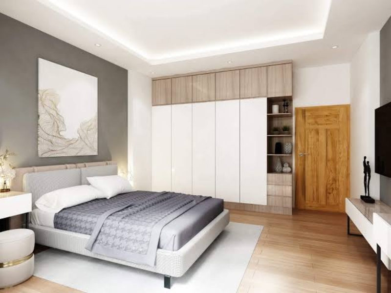 Phòng ngủ chung cư 20m² cho người sống một mình với giường đôi