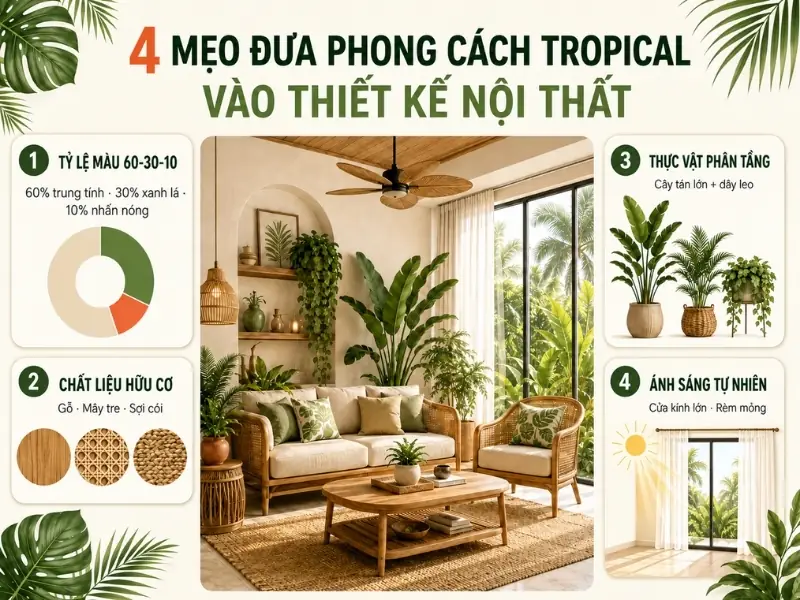 Mẹo đưa phong cách Tropical vào thiết kế nội thất