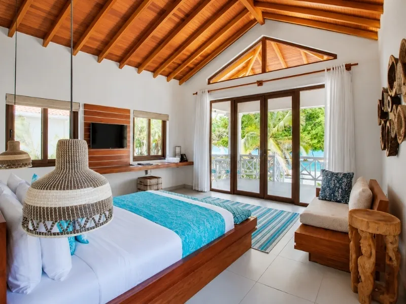 Màu xanh dương trong phòng ngủ phong cách Tropical
