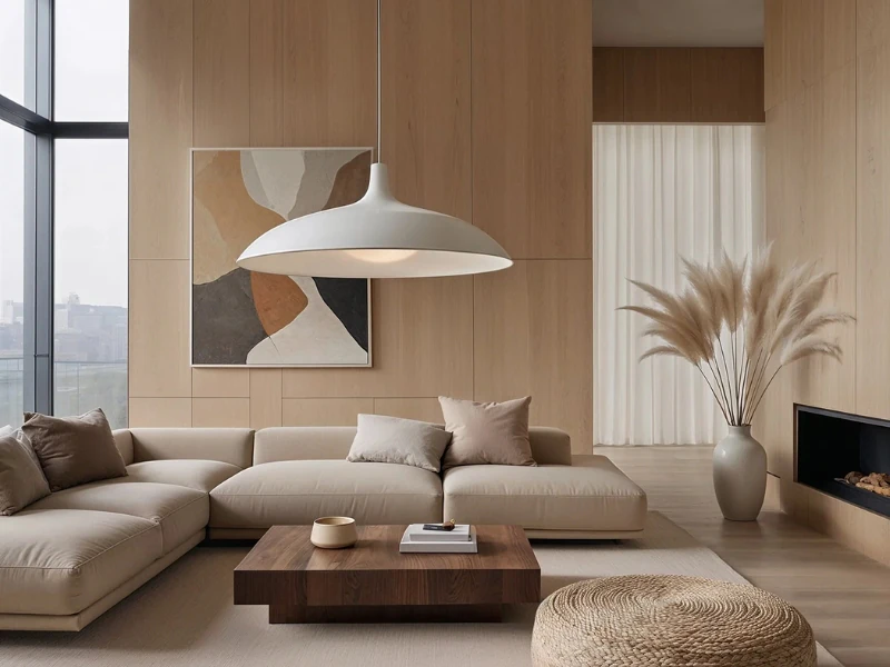 Thiết kế nội thất chung cư tối giản cho phòng khách với sofa góc và vách gỗ