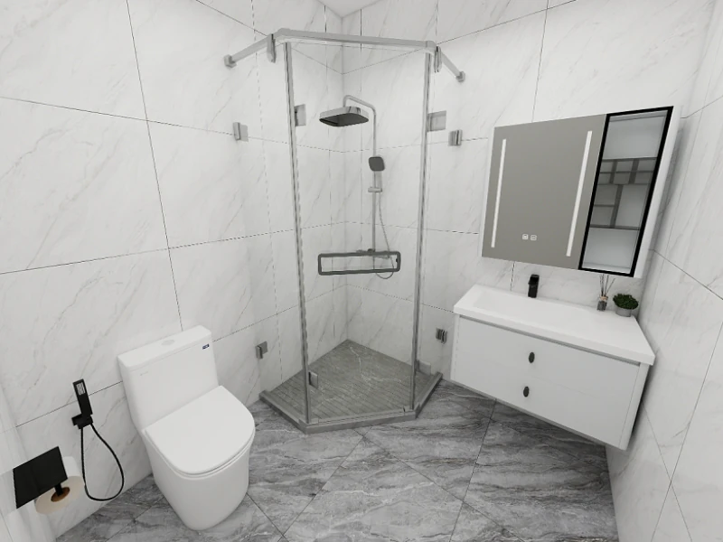 thiết kế nội thất chung cư tối giản cho phòng vệ sinh nền trắng xuyên suốt
