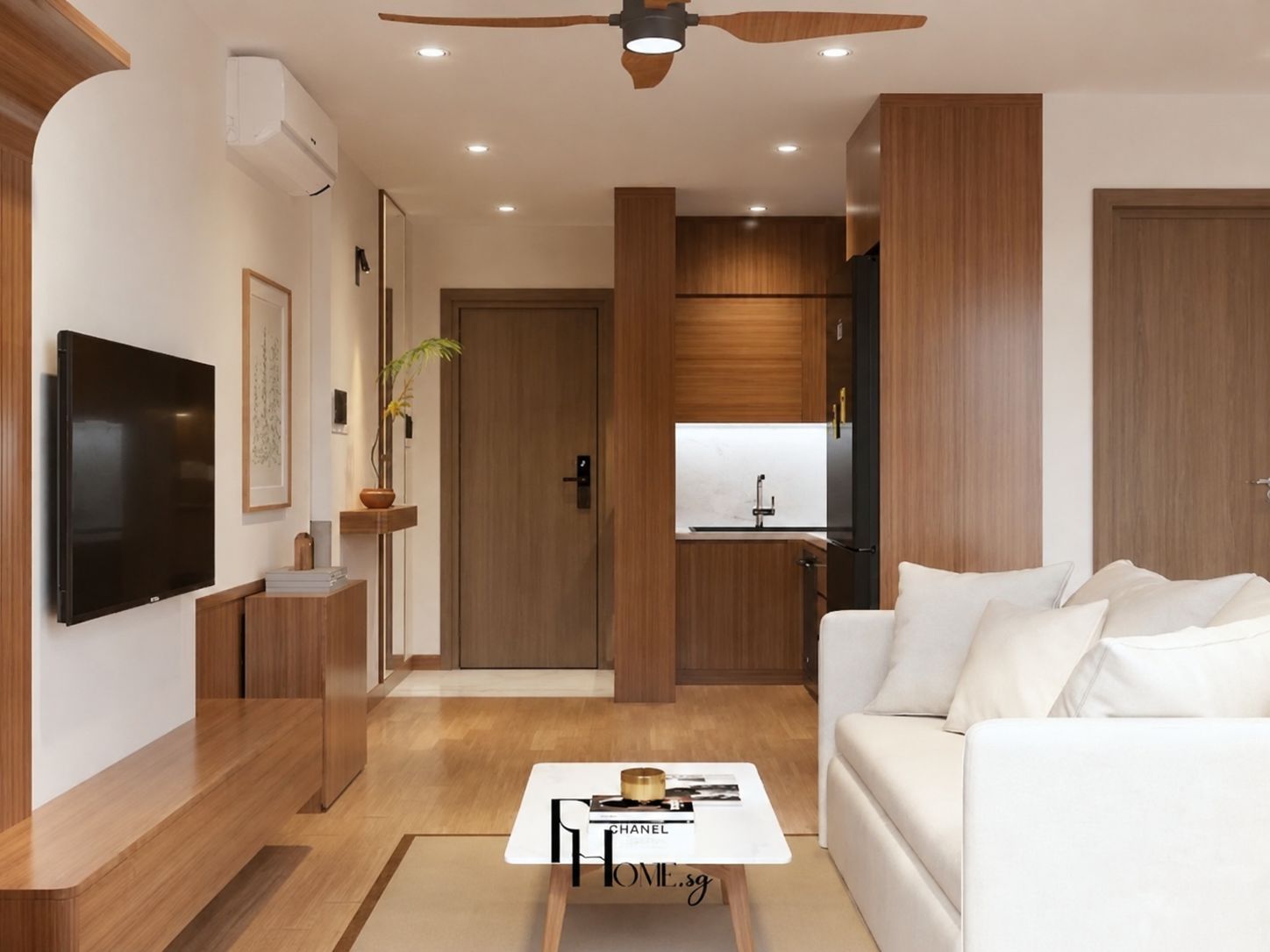 Thiết kế nội thất căn hộ chung cư phong cách Japandi dự án Vinhomes Grand Park 1 70 m²
