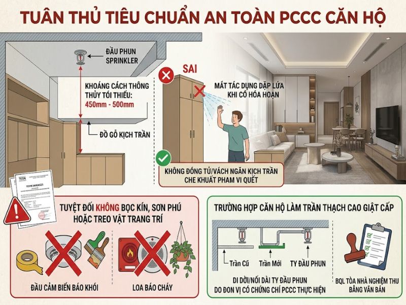Tiêu chuẩn an toàn đầu phun sprinkler và PCCC trong căn hộ chung cư