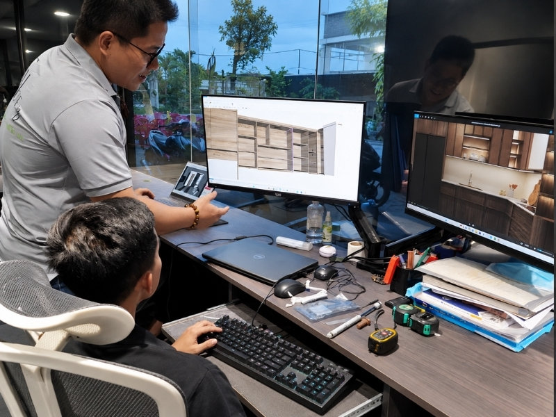 Đội ngũ FHome Sài Gòn dựng phối cảnh 3D hệ tủ nội thất cho căn hộ chung cư