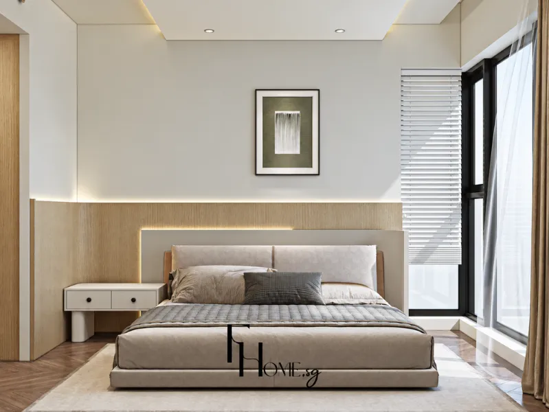 Nội thất phòng ngủ chính chung cư 65m2 2 phòng ngủ.