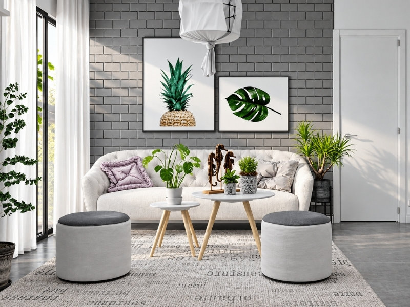 Phòng khách chung cư 1 phòng ngủ cho căn hộ 48m2