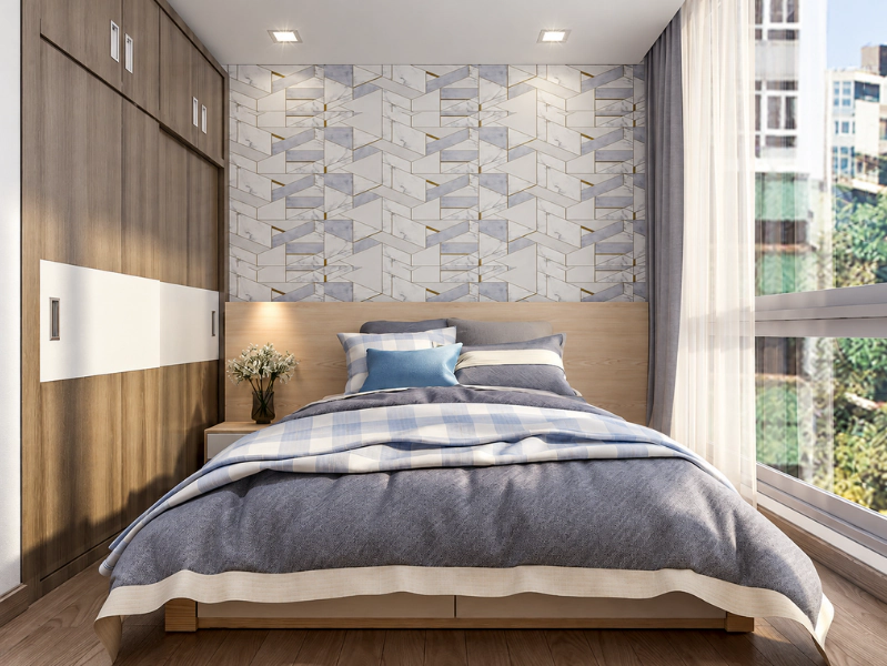 Phòng ngủ master chung cư 60m2 của căn hộ chung cư 2 phòng ngủ