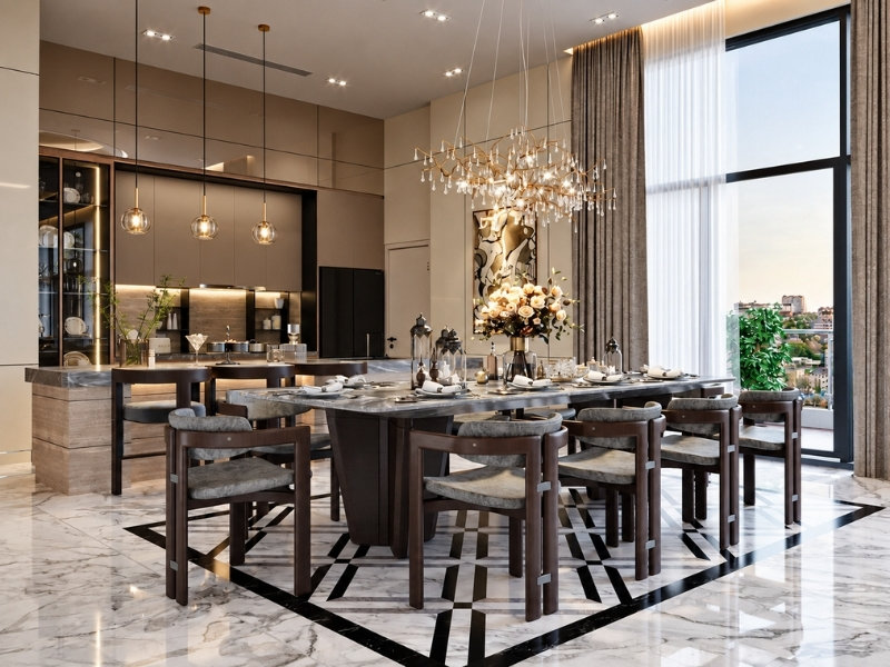 Nội thất phòng bếp phong cách Luxury chung cư 1 phòng ngủ