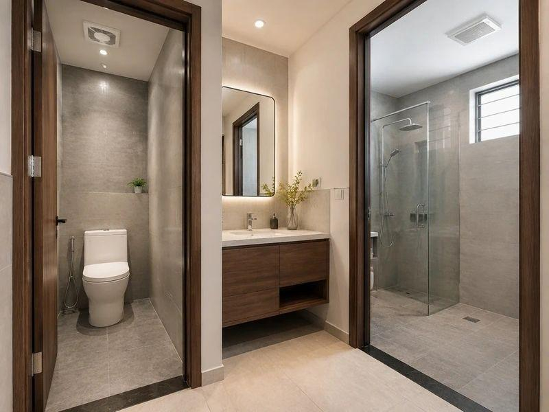 Mẫu nhà vệ sinh và nhà tắm riêng cho nhà phố