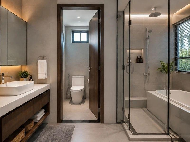 Mẫu nhà vệ sinh và nhà tắm riêng phong cách hiện đại