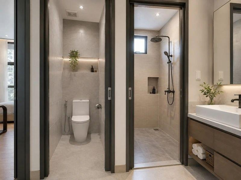 Mẫu nhà vệ sinh và nhà tắm riêng tối giản cho diện tích nhỏ