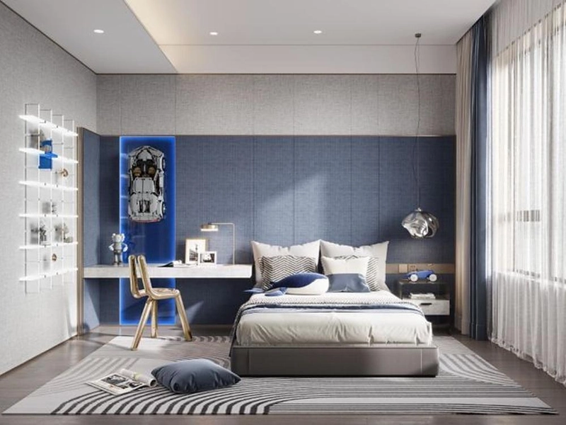 Nội thất chắc chắn, góc bo tròn và hệ thống thanh chắn bảo vệ trẻ khi sử dụng giường, bàn hay tủ