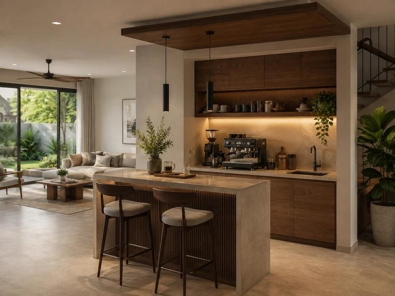 Mẫu quầy bar cà phê và đồ uống tại nhà