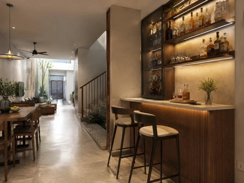 Mẫu quầy bar gia đình cho nhà ống