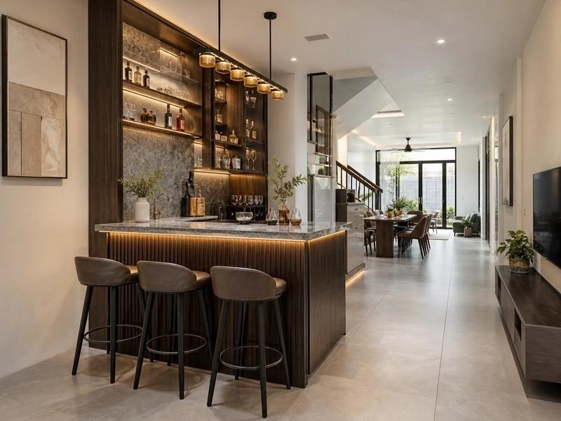Mẫu quầy bar gia đình cho nhà phố