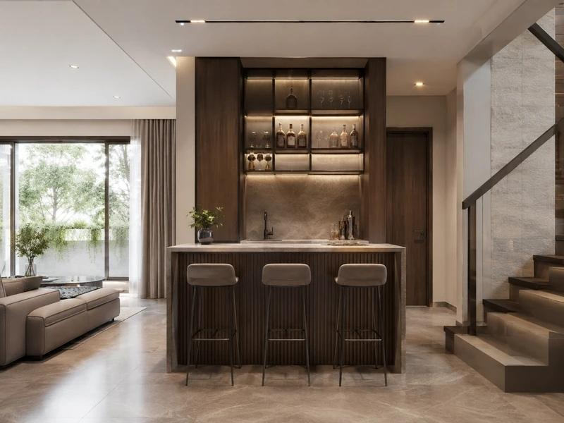 Mẫu quầy bar gia đình tối giản