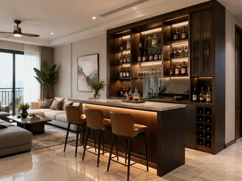 Mẫu quầy bar gia đình trong phòng khách