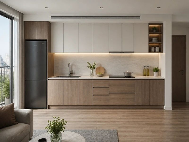 Mẫu tủ bếp chữ I cho căn hộ chung cư