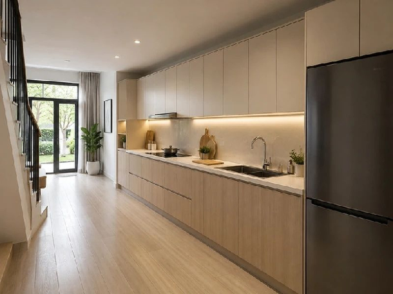 Mẫu tủ bếp chữ I cho nhà phố hẹp