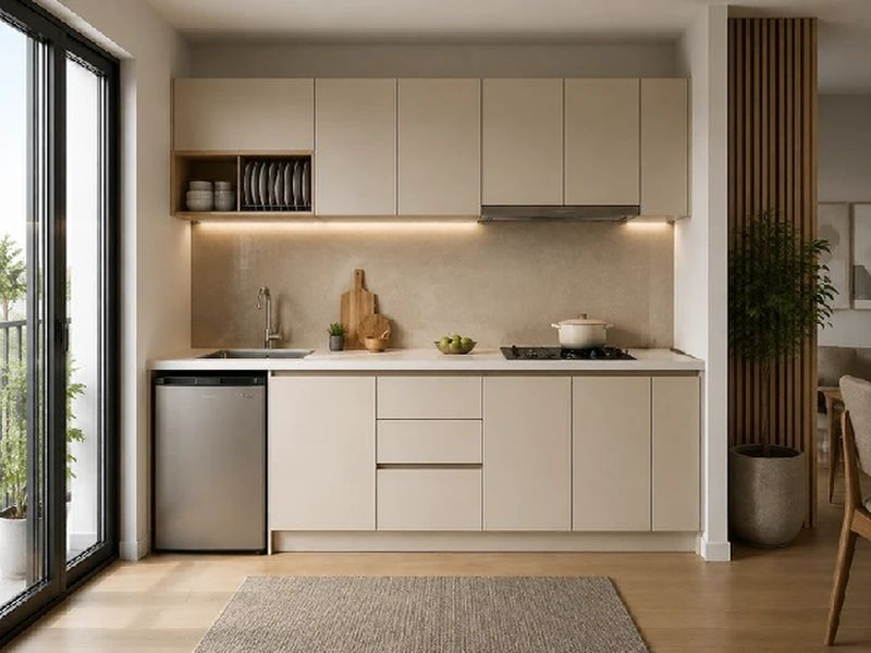 Mẫu tủ bếp chữ I dài 2m