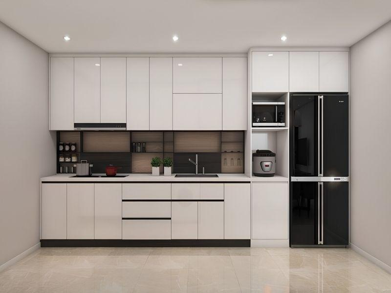 Mẫu tủ bếp chữ I phủ Melamine