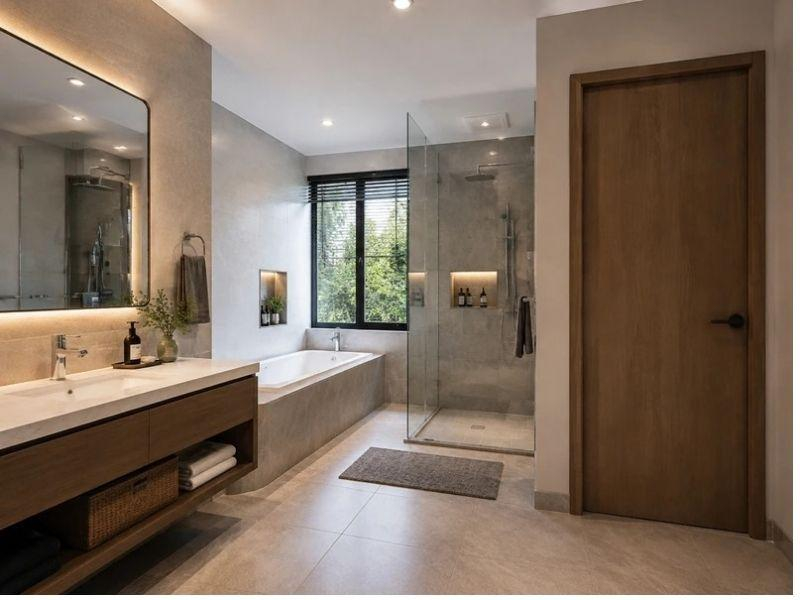 Mẫu WC có cửa riêng trong phòng tắm master